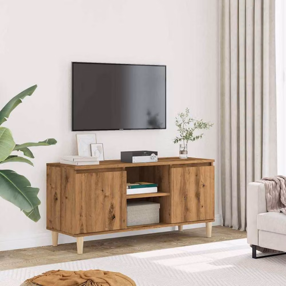 Berkfield Home Artisan Oak TV Cabinet in Brown, W/D/H: 102 x 50 x 50 cm – 3