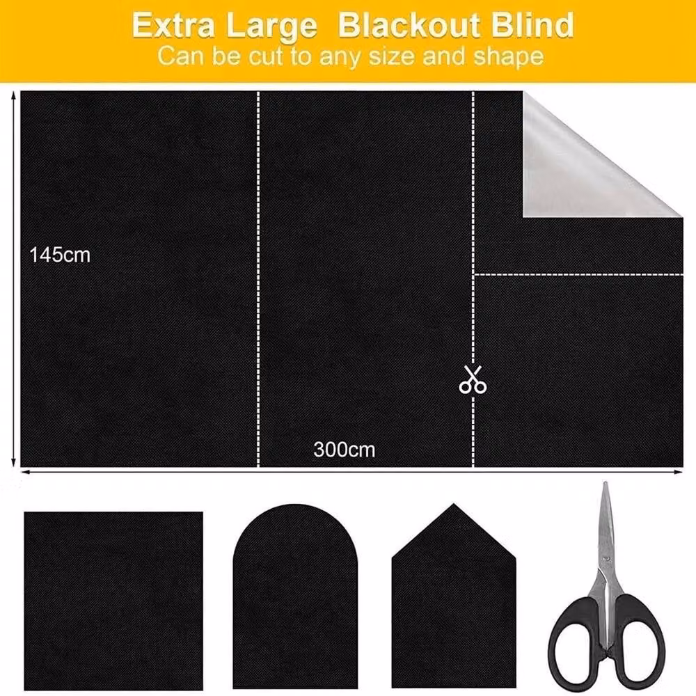 PAWNORA Portable Blackout Blind in Black, Thermal Insulating and UV Resistant, W: 300 cm, H: 145 cm – 2