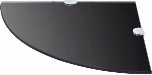 Berkfield Home Wall Mounted Corner Glass Shelf with Chrome Supports, Black, W/D: 25 x 25 cm
