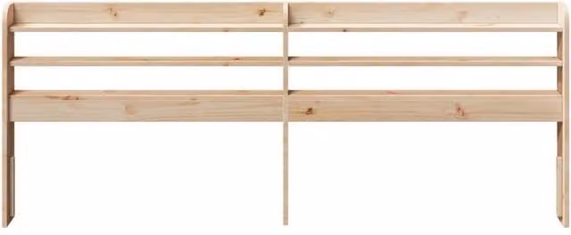 Berkfield Home Solid Wood Pine Headboard with Integrated Shelves in Natural, W/D/H: 200 x 20 x 200 cm