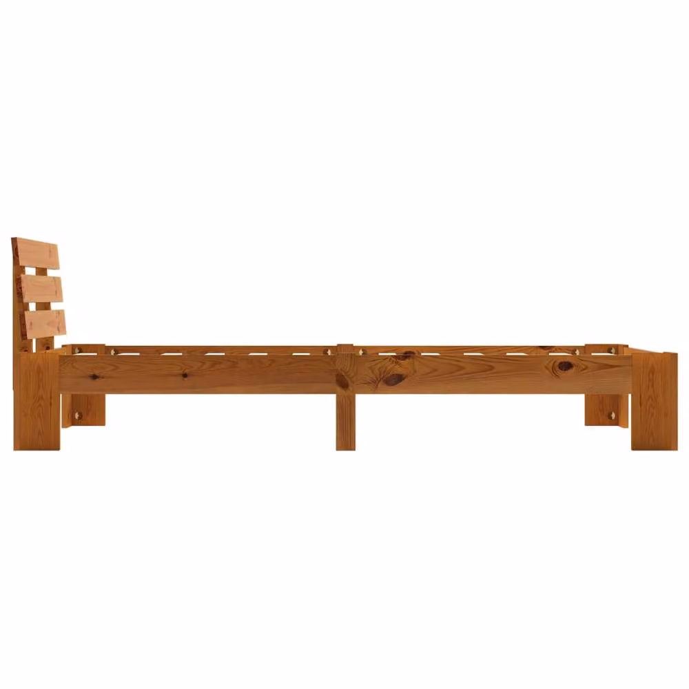 Berkfield Home Modern Solid Pine Wood Bed Frame, Brown, W: 100 cm, D: 200 cm – 2