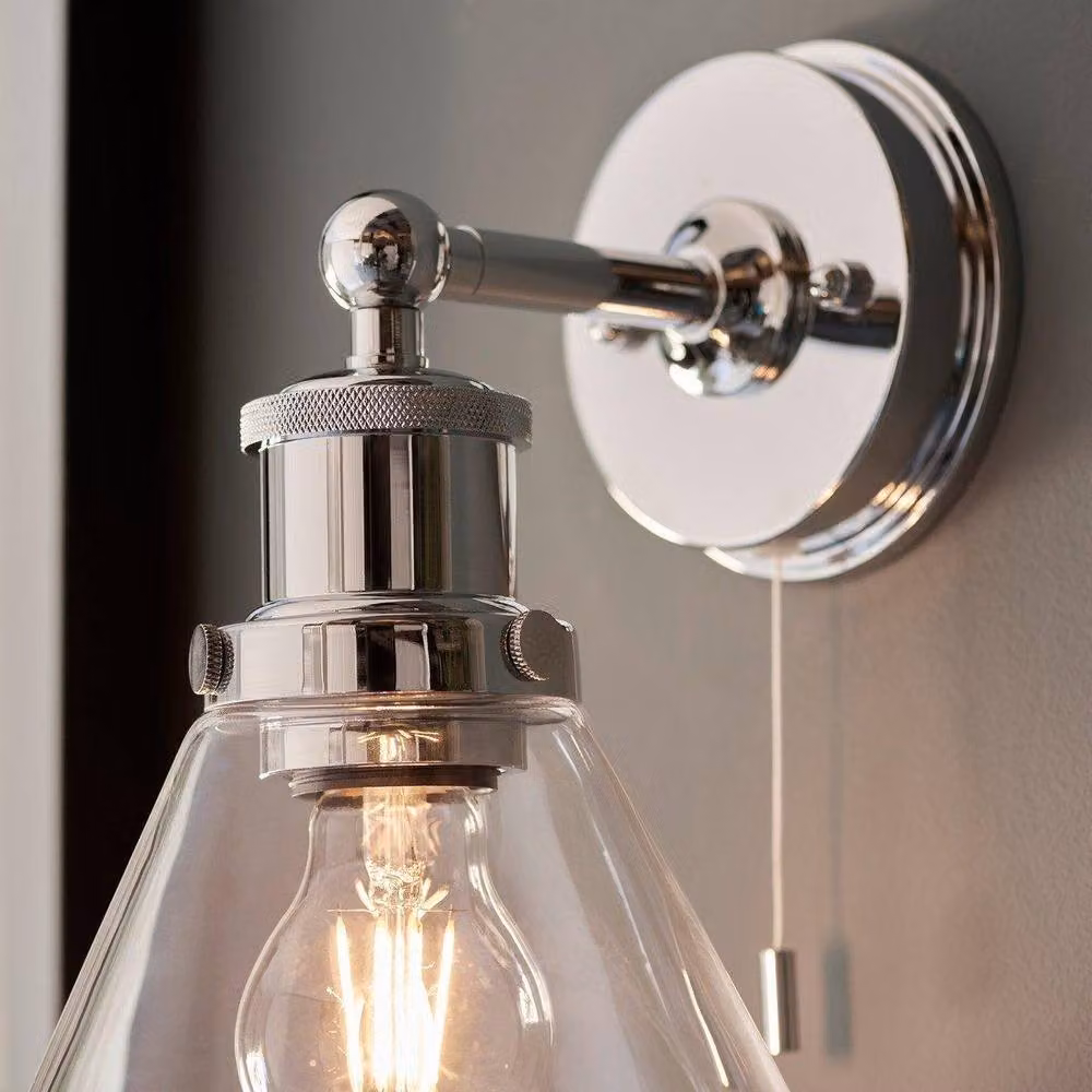 Netlighting CATANZARO Contemporary Grey Glass Bathroom Wall Lamp with Chrome Details – 3