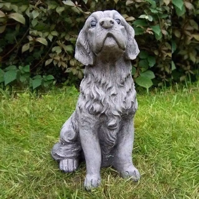 Havendro Grey Stone Cast Golden Retriever Garden Statue Ornament H 32.0 cm x W 21.0 cm x D 16.0 cm