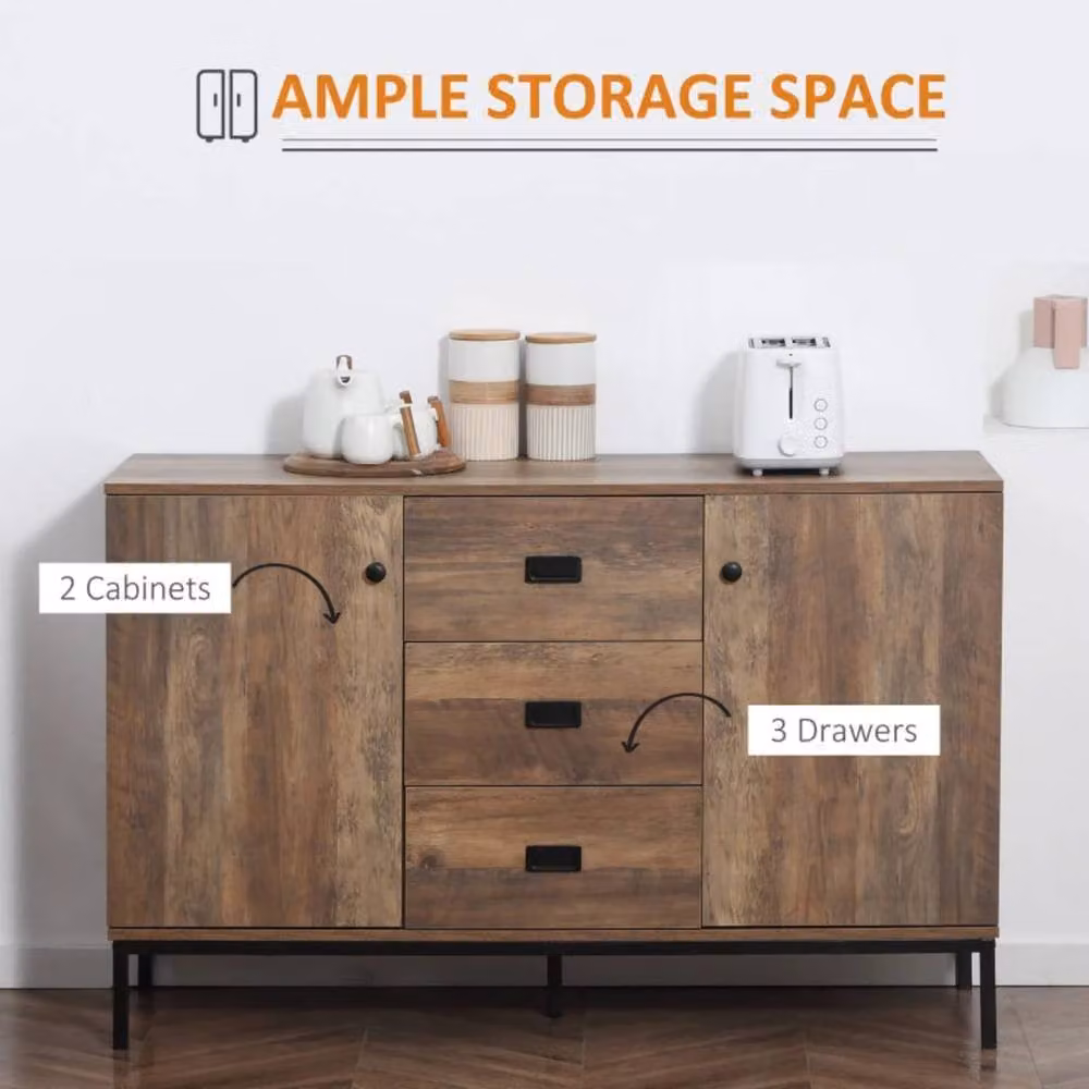 Wyld Haus Modern Mango Wood Effect Sideboard with 3 Drawers and 2 Doors in Brown and Black, W: 120 cm – 4