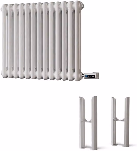 UK Radiators Alpha White 2 Column Electric Traditional Cast-Iron Style Radiator with WiFi, W: 59.2 cm, H: 50.0 cm – 1