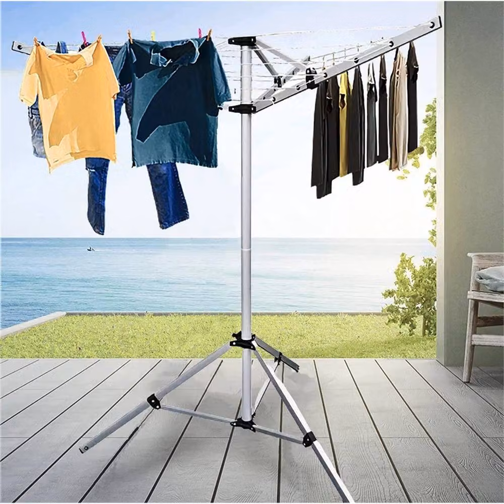 Nordara 4 Arm Free Standing Rotary Aluminium Clothes Airer in Silver, W: 100 cm, D: 60 cm – 2