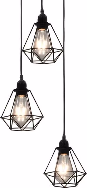 Berkfield Home Modern Black Metal Ceiling Lamp with 3 x E27 Bulbs and Height Adjustment – 1