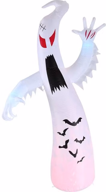 H&O Direct 8ft Inflatable Halloween Ghost with LED Lights in White – 1