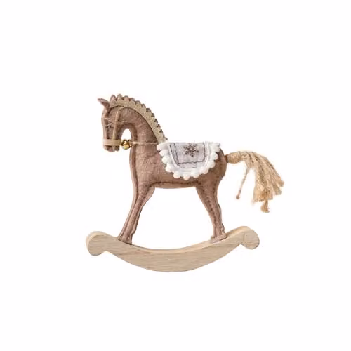 Melody Maison Brown and White Felt Standing Rocking Horse Tabletop Christmas Decoration – 2