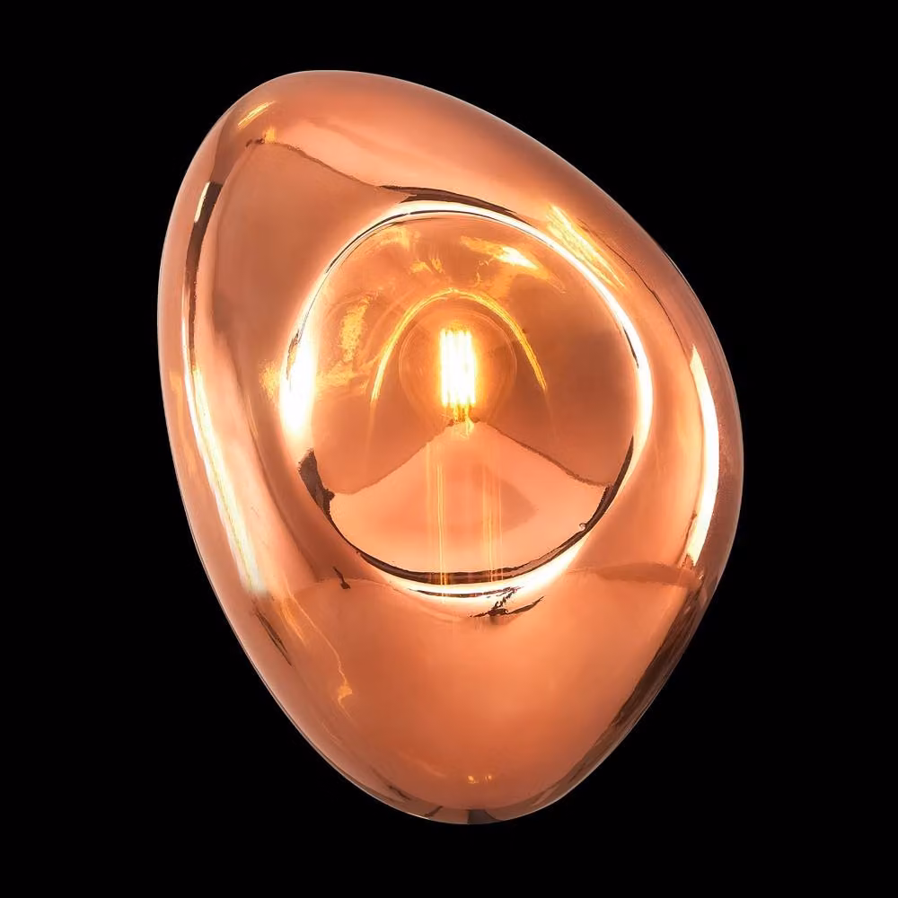 Netlighting Mabell Modern Wall Lamp with Copper Finish and Transparent Glass Dome Shade – 2