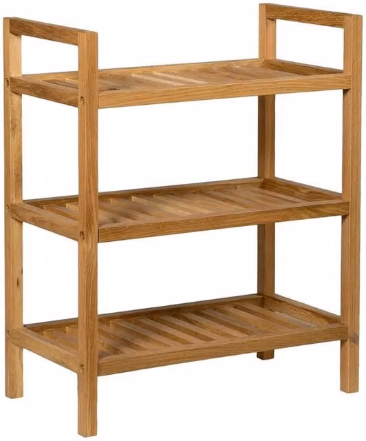 FORGEVIO 3 Tier Stackable Oak Wood Shoe Storage Rack in Light Oak, Width: 50 cm – 1