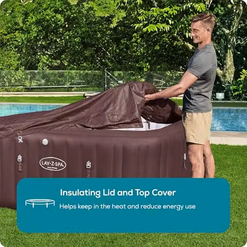 Lay-Z-Spa Maldives Brown Inflatable Square Hot Tub for 5-7 People with Wifi App Control – 4