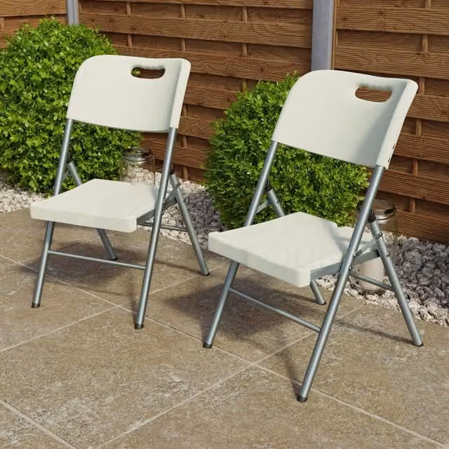 Home Discount Vida Portable Folding Chairs Set of 2 in White – 1