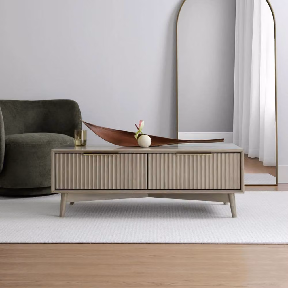 Home Garden Direct Monza Coffee Table with Fluted Drawers in Grey Pale Ash – 1