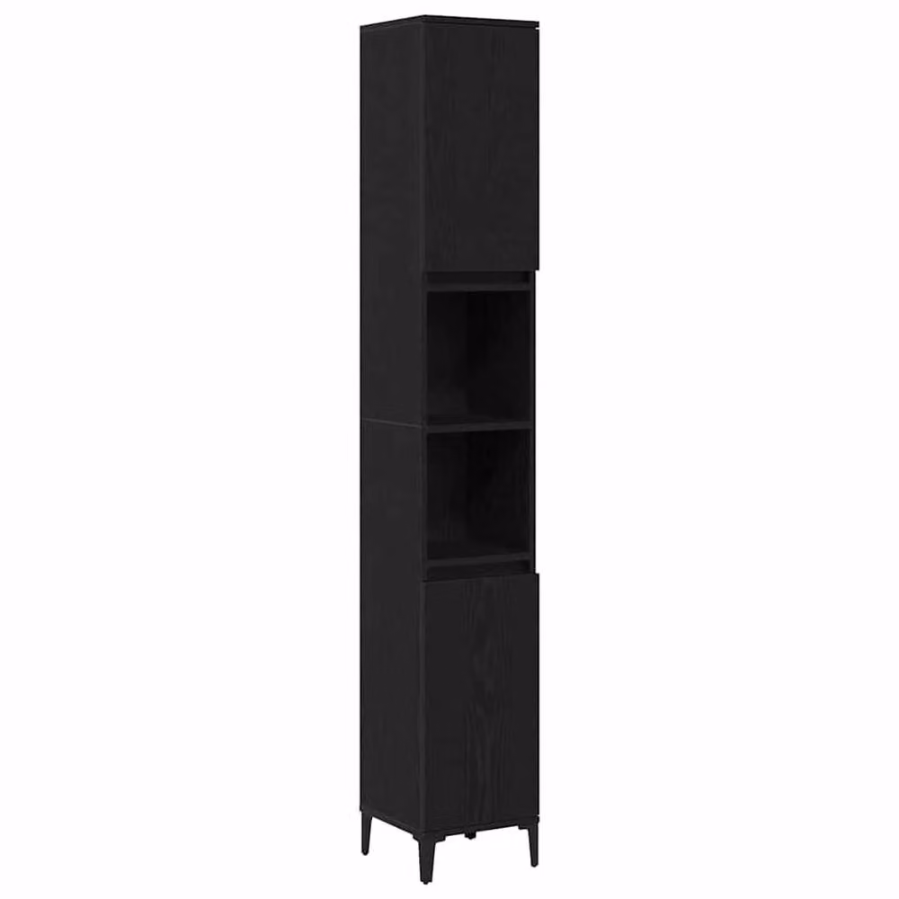 Berkfield Home Elegant Black Oak Bathroom Cabinet, W/D/H: 30 x 30 x 190 cm – 3