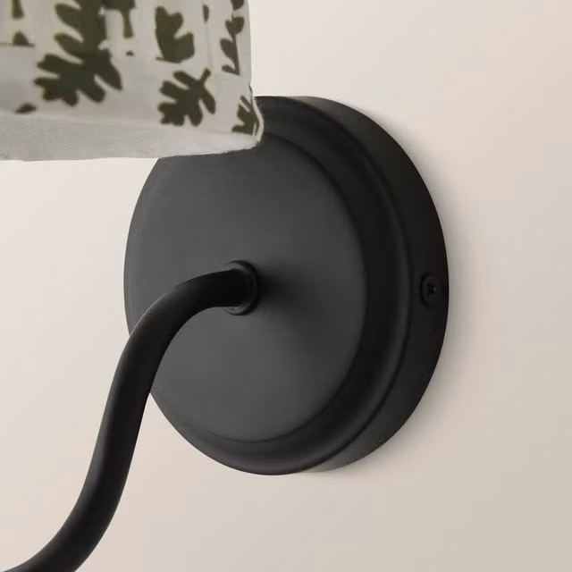 ValueLights Binky Rechargeable Modern Wall Light with Green Fabric Shade and Remote Control in Black