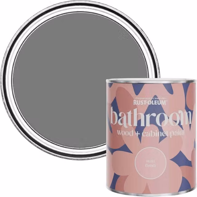 Rust-Oleum Moisture Resistant Bathroom Wood and Cabinet Paint in Matt Finish, Grey, 0.75 l