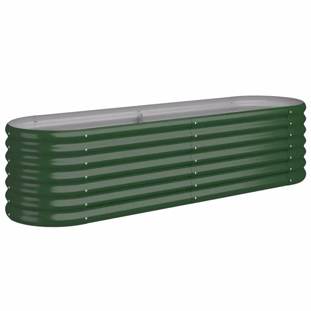 Berkfield Home Garden Raised Bed in Green Powder-coated Steel, W/D/H: 152 x 40 x 36 cm – 2