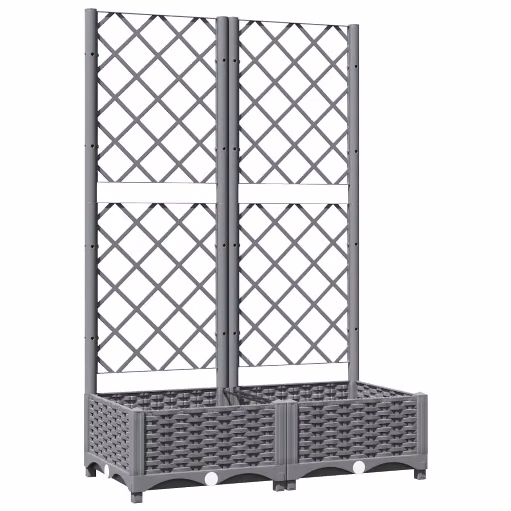 Berkfield Home Garden Planter with Trellis in Light Grey, W/D/H: 80 x 40 x 121.5 cm – 2