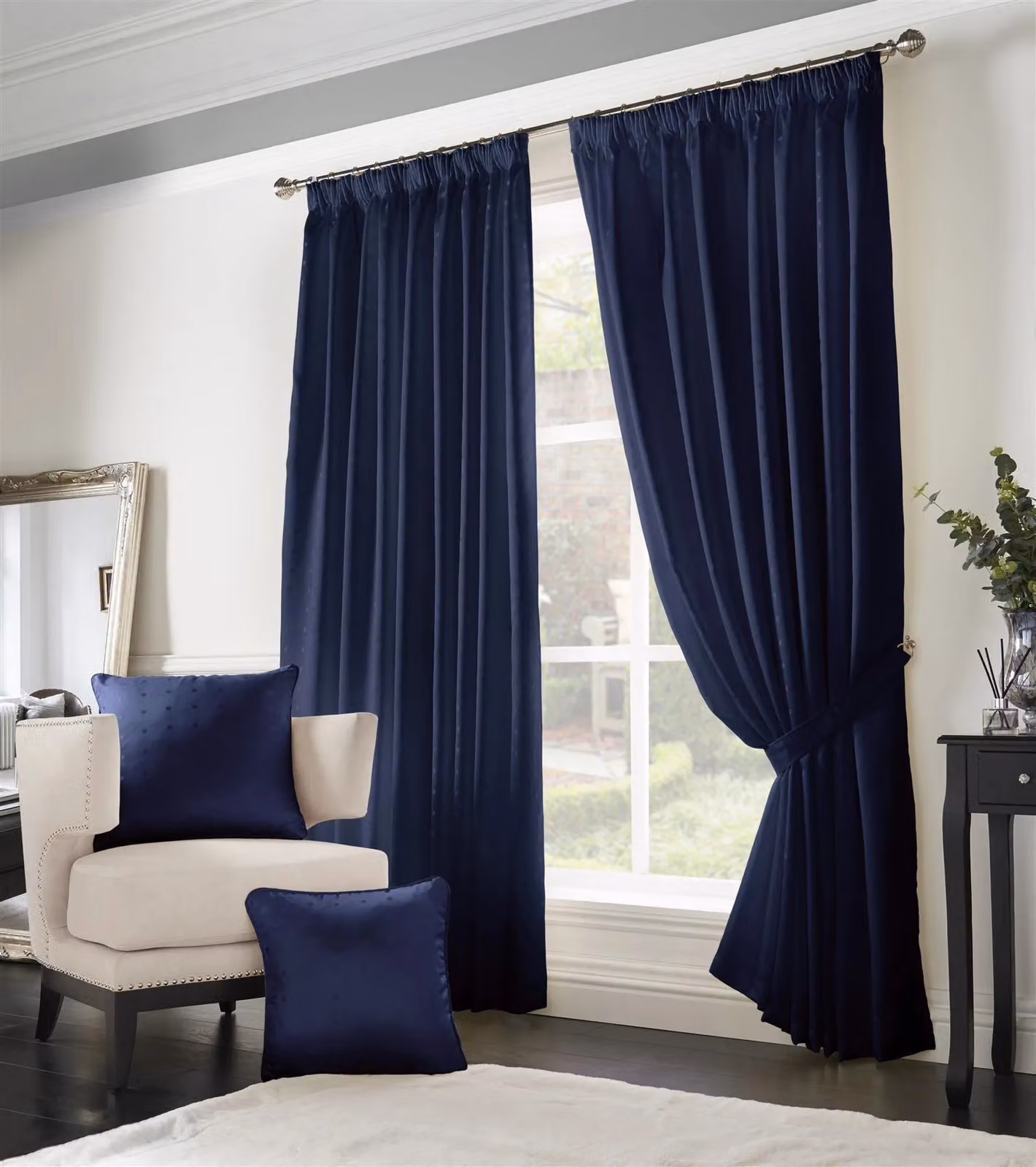 Ideal Textiles Blue Pencil Pleat Fabric Panel Curtains W: 228.6 cm, H: 274.32 cm – 3