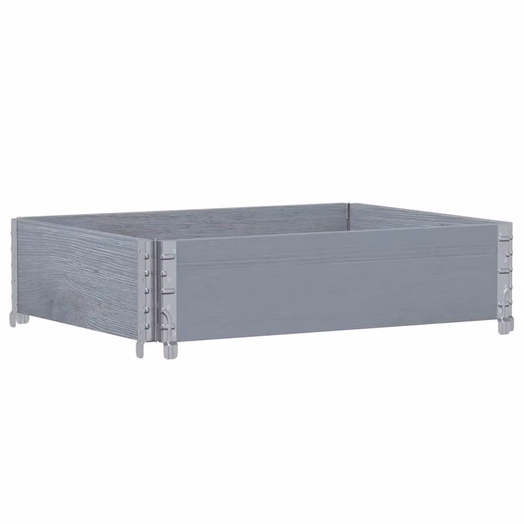 Berkfield Grey Wooden Raised Bed Planter with Galvanised Steel, W: 80 cm, D: 60 cm – 2