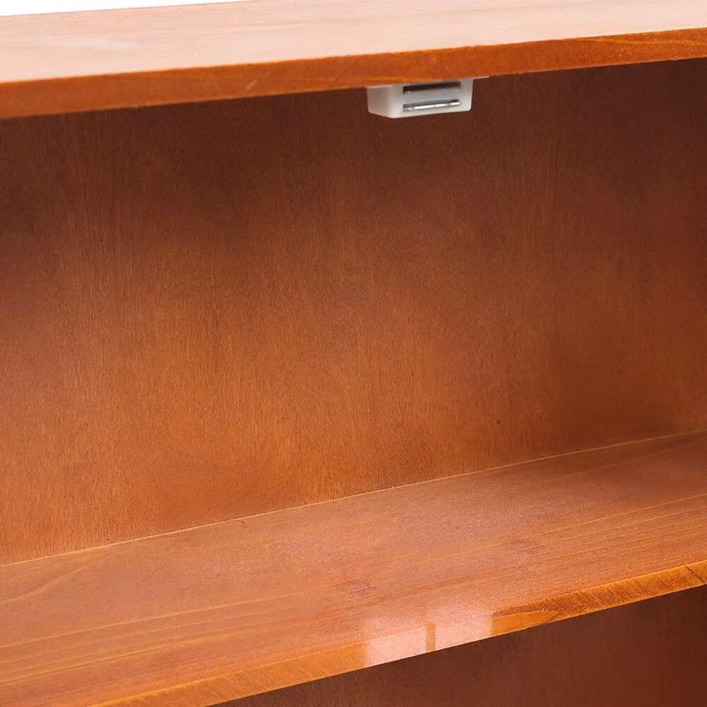 EONLION 3 Tier Wall Mounted Storage Cabinet in Brown with Back Panel – 2