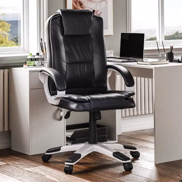 Vida Designs Black Synthetic Leather Executive Office Chair with Headrest and Armrests