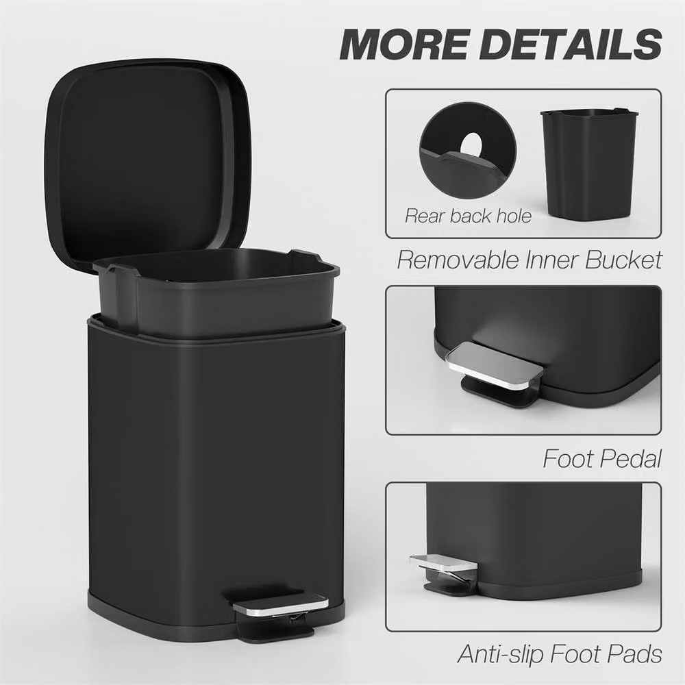 Kelvenix 12L Black Metal and Plastic Kitchen Pedal Bin – 5
