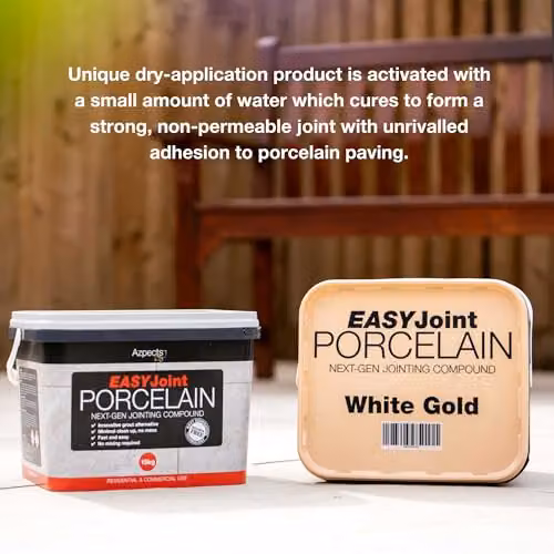 Azpects EasyJoint Ready Mixed Porcelain Patio Sand Paving Jointing Compound for Indoor and Outdoor Tiles, White Gold, 15 kg – 5