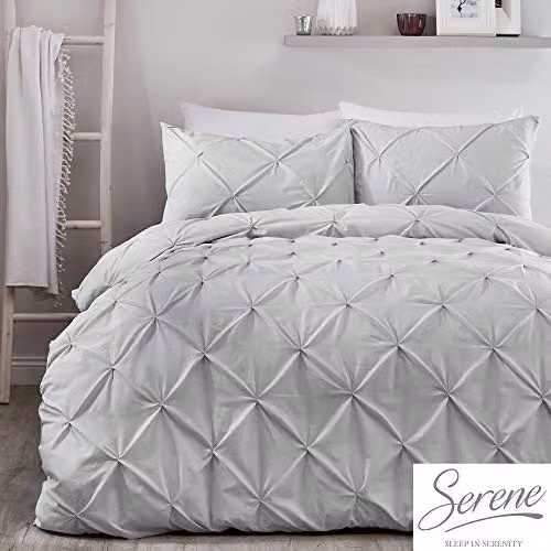 Serene Lara Ruched Easy Care Duvet Cover Set, Silver, W/D/H: 180 x 200 cm