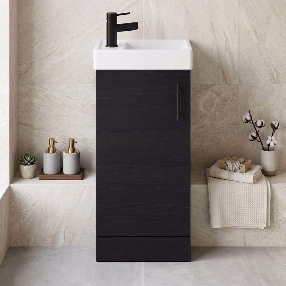 Balterley Freestanding Floor Standing Vanity Basin in Anthracite and Matt Black, Width: 40 cm – 6