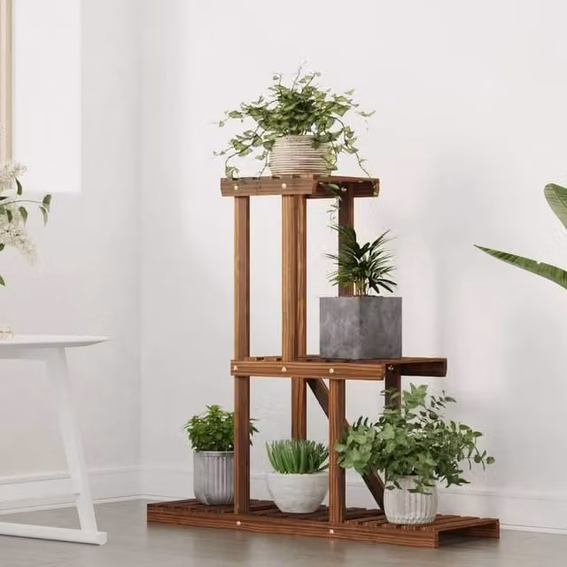Berkfield Home Elegant Flower Stand, Brown Solid Wood Planter, W/D/H: 81 x 25 x 75.5 cm
