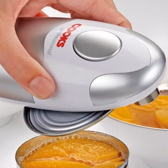 Cooks Professional Automatic Can Opener in Silver and White