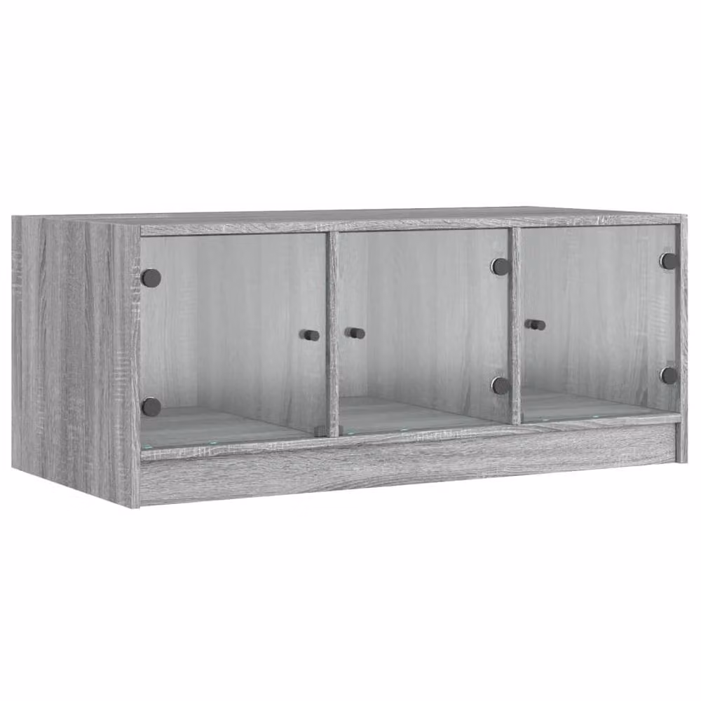 Berkfield Home Modern Coffee Table with Glass Doors in Grey Sonoma, W/D/H: 102 x 50 x 42 cm – 2