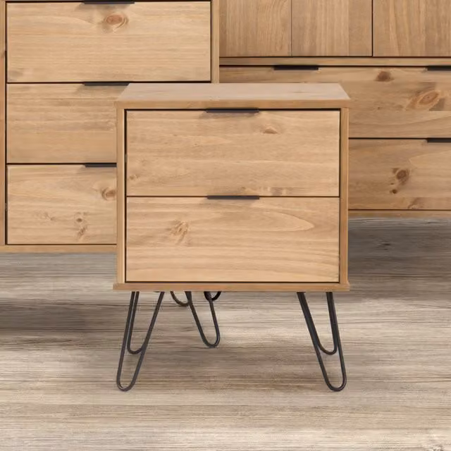 Core Products Augusta 2 Drawer Bedside Cabinet in Waxed Brown Pine