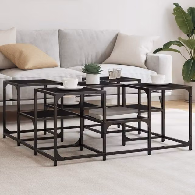 Berkfield Home Black Square Coffee Table in Engineered Wood, W/D/H: 91 x 91 x 40 cm