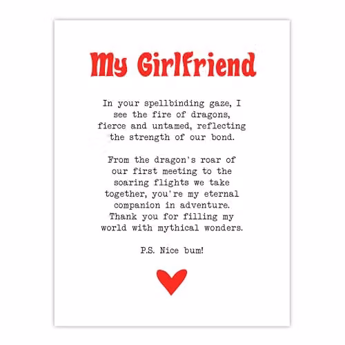 Artery8 Love Poem Role Play Game Nerd Girlfriend Large Wall Art Poster Print, W: 46.0 cm, H: 61.0 cm – 1