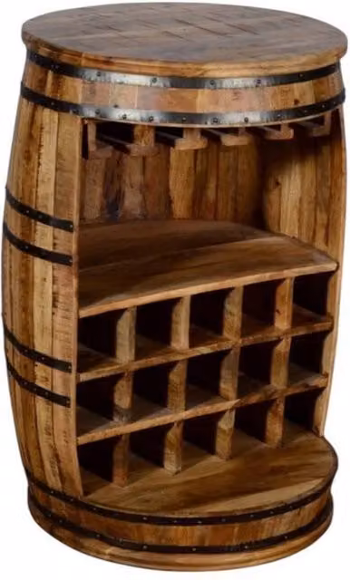 Minster Rustic Brown Wood Freestanding Wine Rack W: 60 cm, D: 60 cm, H: 90 cm