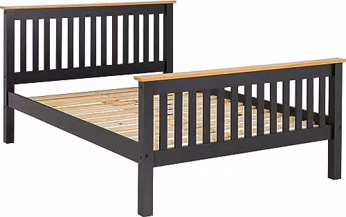 Seconique Monaco King Size Wooden Bed Frame in Grey and Oak Effect, H: 102.5 x W: 180 x D: 200 cm – 1