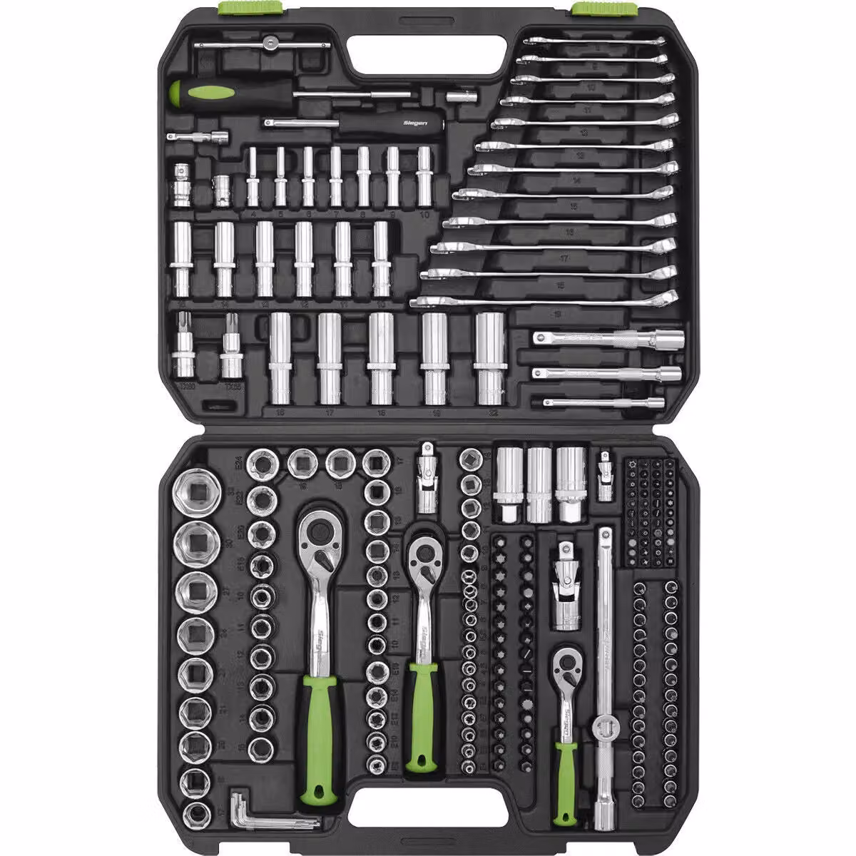 Loops 219pc Premium Socket, Bit and Ratchet Handle Set in Multicolour Chrome Vanadium Steel with 1/4", 3/8" and 1/2" Drive 6 Point – 4