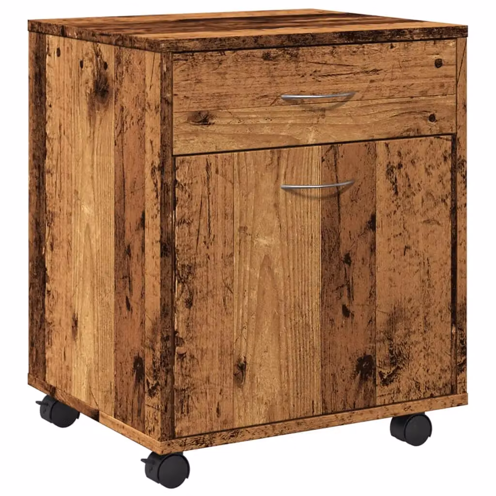 Berkfield Home Rolling Cabinet in Brown Old Wood, W: 45 cm, D: 38 cm, H: 54 cm – 2