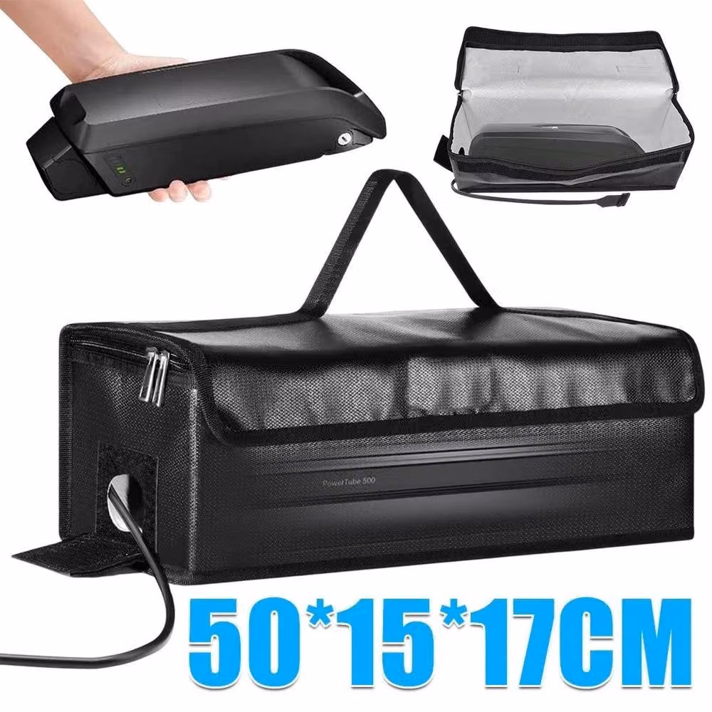 VOGREX Large Fireproof E-Bike Battery Storage and Charging Bag in Black – 2