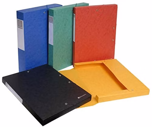 Exacompta A4 Filing Box with Scotten Rubber Bands, Glossy Embossed Card, Spine: 4 cm, W: 25 cm, H: 33 cm – 1