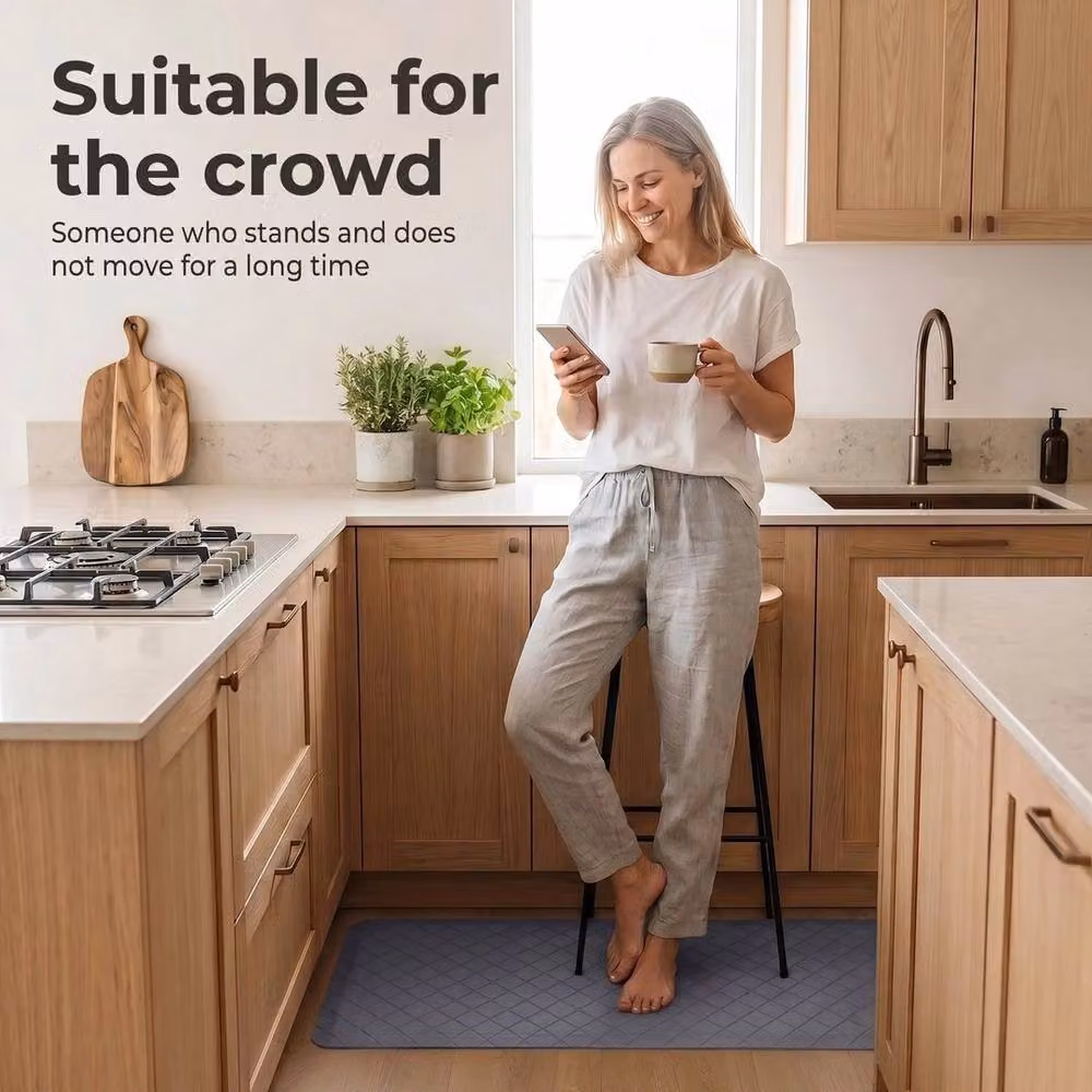KORVIXA Anti Fatigue Kitchen Standing Floor Mat, Grey, W: 100 cm x D: 110 cm – 3