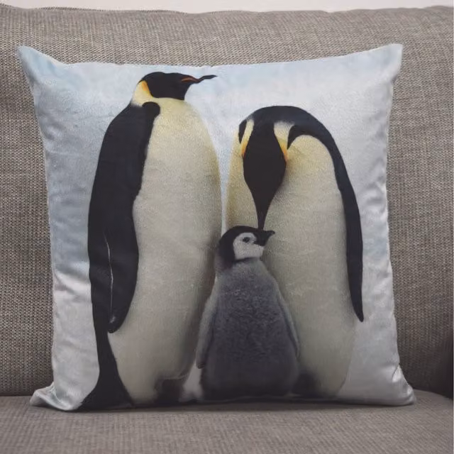 Rapport Home Multicolour Penguin Velvet Cushion Cover, W/D/H: 43 x 43 x 43 cm