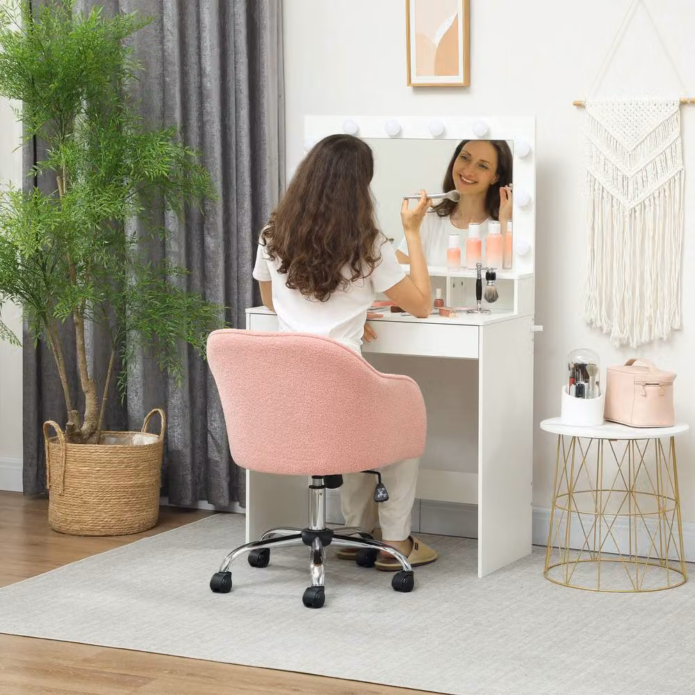 STILVORA Pink Fabric Task Chair with Adjustable Height, 360 Degree Swivel and Armrests, W/D/H: 56 x 61 x 120 cm – 3