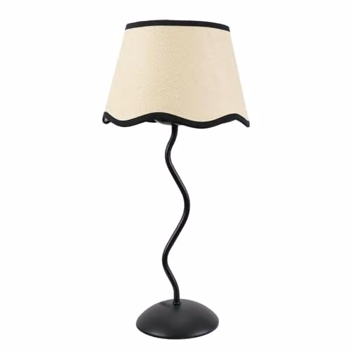 ValueLights Black Metal Wavy Stem Table Lamp with Scallop Shade and Included LED Bulb