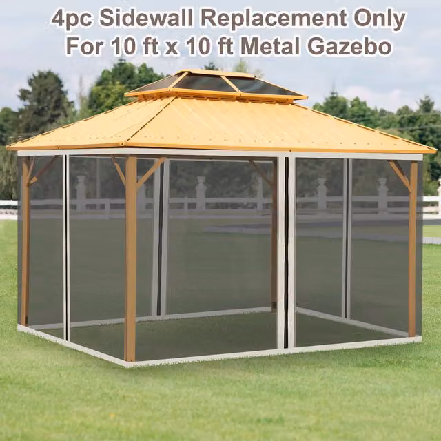 Outsunny Replacement Mesh Netting Screen Walls in Beige Polyester