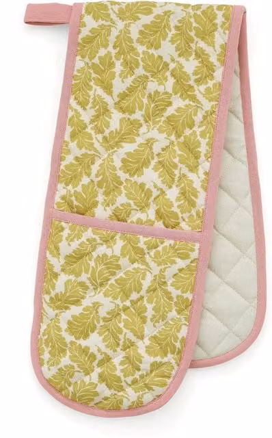 Land & Shore Oak Leaf Double Oven Glove, Multicolour Cotton with Hanging Loop
