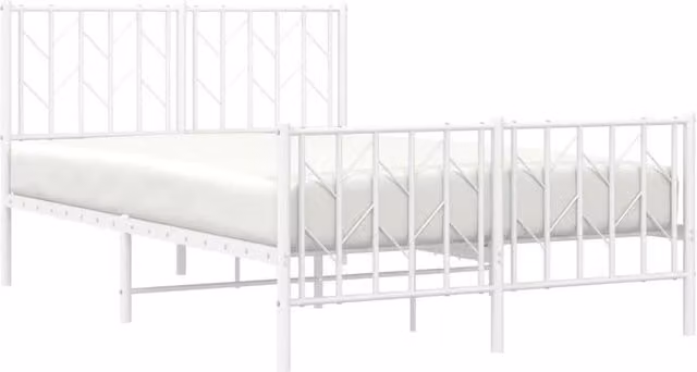 Berkfield Home Metal Bed Frame with Footboard, White, W/D/H: 120 x 190 cm